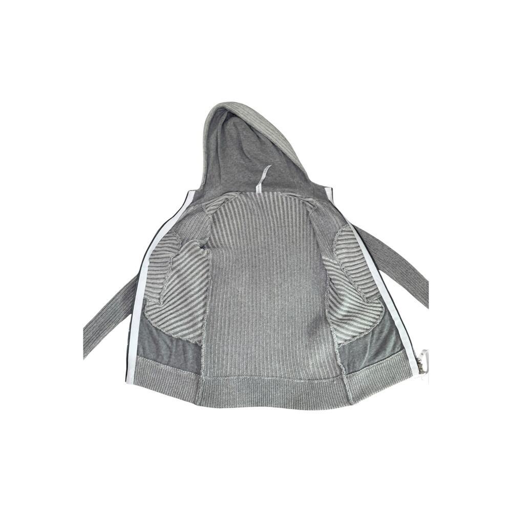 Lululemon Athletica Knit Hooded Zip Sweater Size 2 Gray Cotton Ribbed Cardigan - Picture 4 of 6
